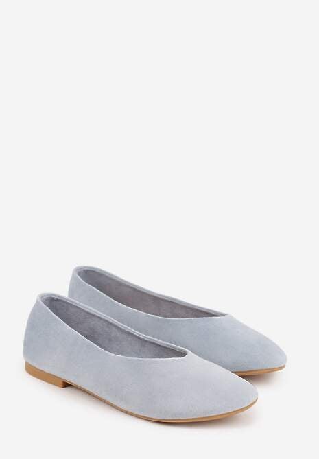 Niebieskie Balerinki z Imitacji Zamszu w Stylu Basic Saraphiele 5