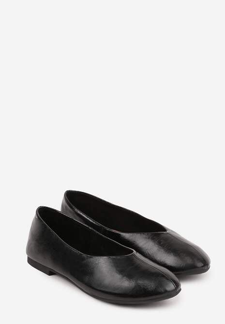 Czarne Gładkie Balerinki Basic z Zaokrąglonym Noskiem Kaleta 5