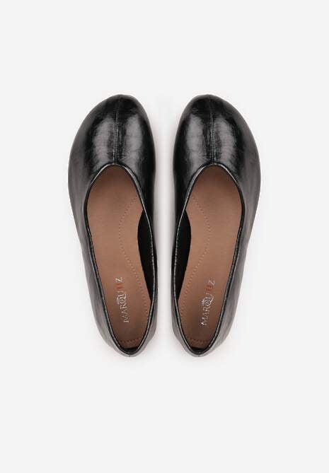 Czarne Gładkie Balerinki Basic z Zaokrąglonym Noskiem Kaleta 6
