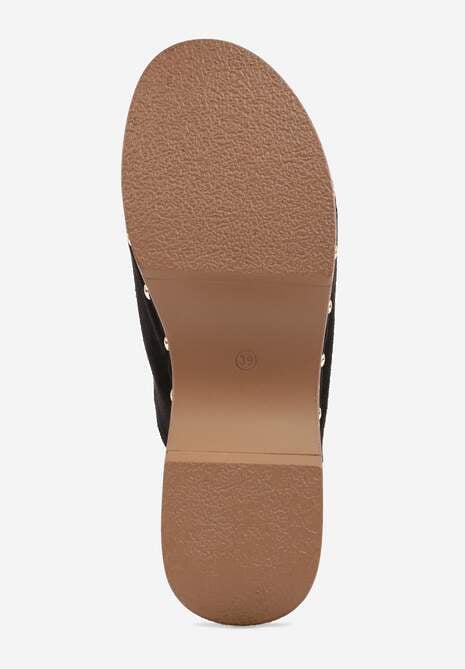 Czarne Klapki Drewniaki o Fasonie Loafersów z Ozdobnymi Nitami Sargita 7