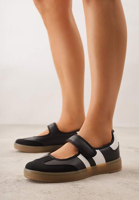 Czarne Tenisówki Sneakeriny z Paskiem na Rzep Pirel