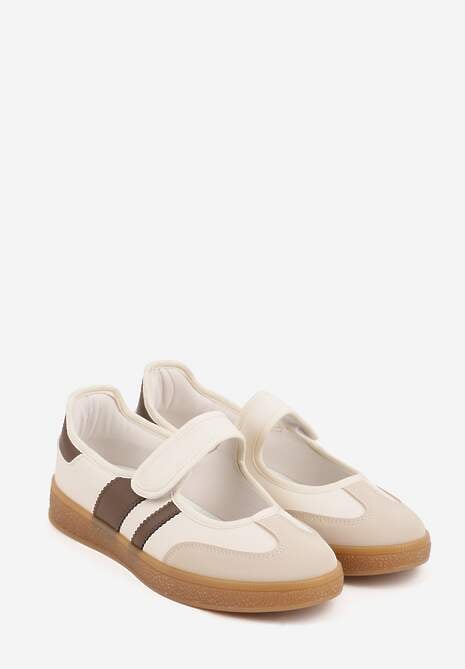 Beżowe Tenisówki Sneakeriny z Paskiem na Rzep Pirel 5