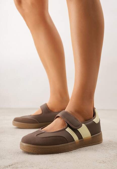 Brązowe Tenisówki Sneakeriny z Paskiem na Rzep Pirel