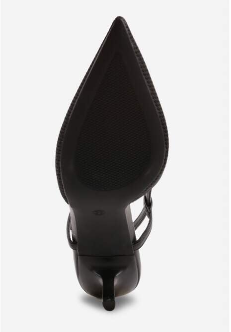 Czarne Ażurowe Sandały na Szpilce Typu Slingback Pavidia 7