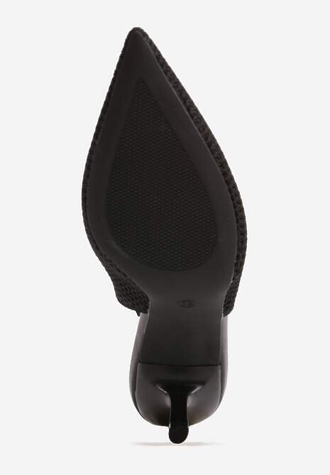 Czarne Sandały Slingback z Ażurową Cholewką i Szpiczastym Noskiem Beethovia 7