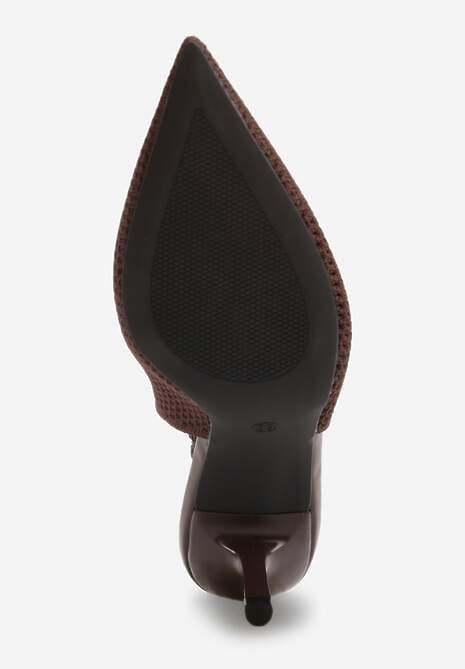 Brązowe Sandały Slingback z Ażurową Cholewką i Szpiczastym Noskiem Beethovia 7