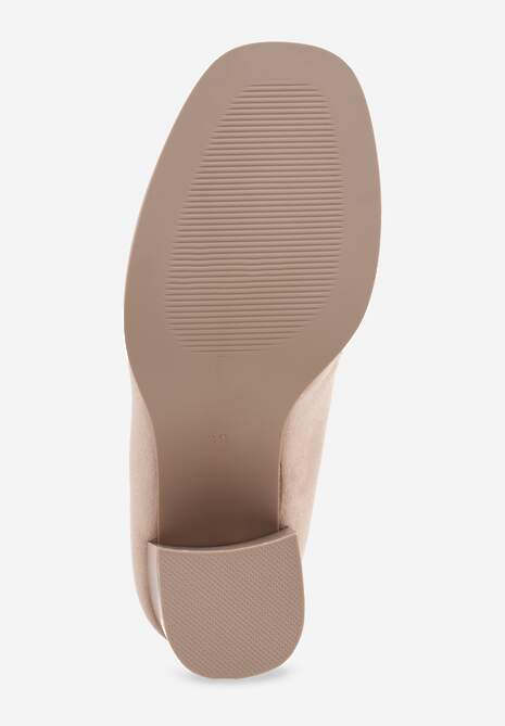Beżowe Półbuty Mokasyny na Słupku z Geometryczną Wstawką Edalinae 7