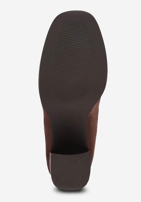 Brązowe Półbuty Mokasyny na Słupku z Geometryczną Wstawką Edalinae 7