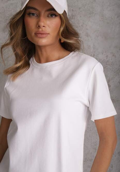 Biały Casualowy T-shirt z Bawełny Nealiara 5