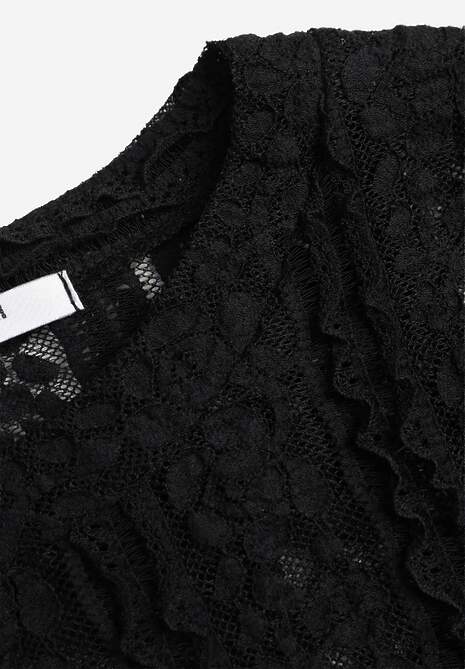 Czarna Bluzka z Koronki Ozdobiona Rozszerzanymi Rękawami Lertiola 6
