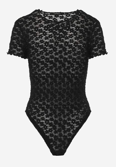 Czarne Body z Koronki z Krótkim Rękawem Dorilie 7