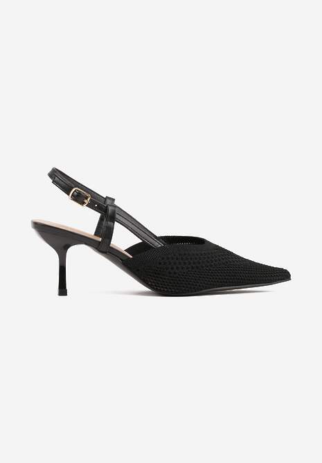 Czarne Ażurowe Sandały na Szpilce Slingback Erilise 4