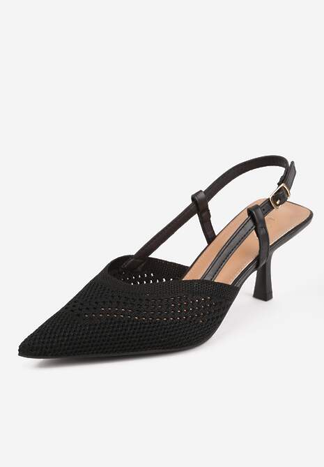 Czarne Ażurowe Sandały na Szpilce Slingback Erilise 5