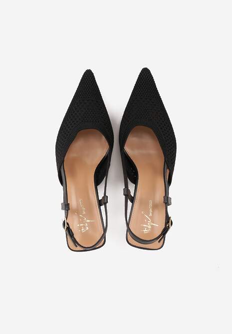 Czarne Ażurowe Sandały na Szpilce Slingback Erilise 6