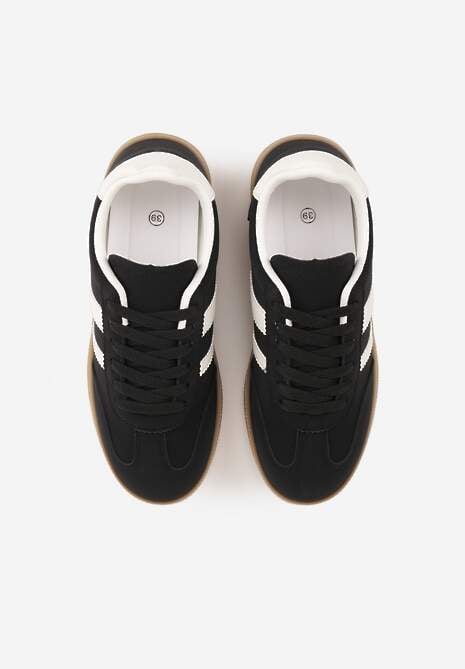 Czarne Sneakersy Typu Tenisówki Ozdobione Paskami po Bokach Fefia 6