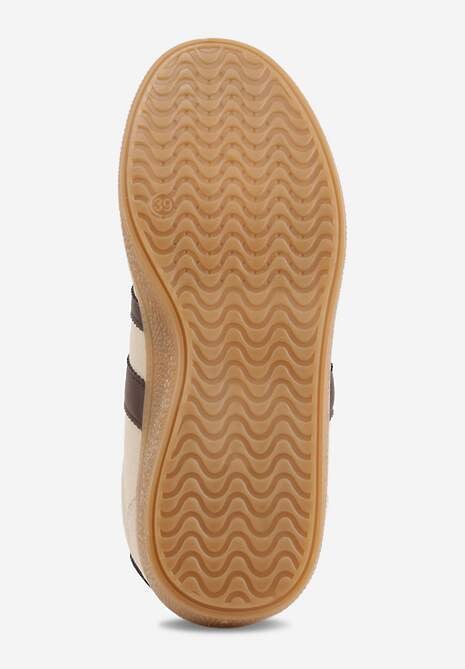 Beżowo-Brązowe Sneakersy Typu Tenisówki Ozdobione Paskami po Bokach Fefia 7