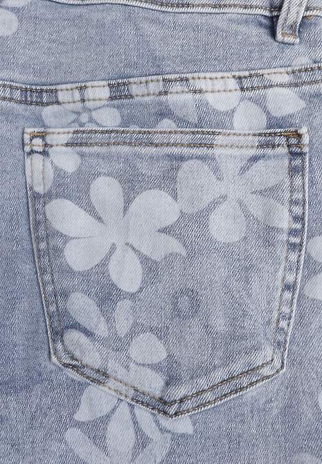 Niebieskie Szerokie Jeansy z Bawełną w Kwiaty Zinnetta 6