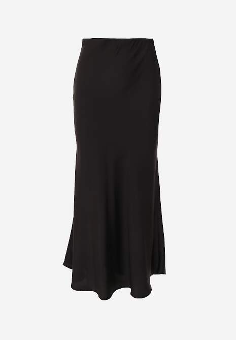 Czarna Koktajlowa Spódnica z Satyny o Rozkloszowanym Kroju Zinnivira 6