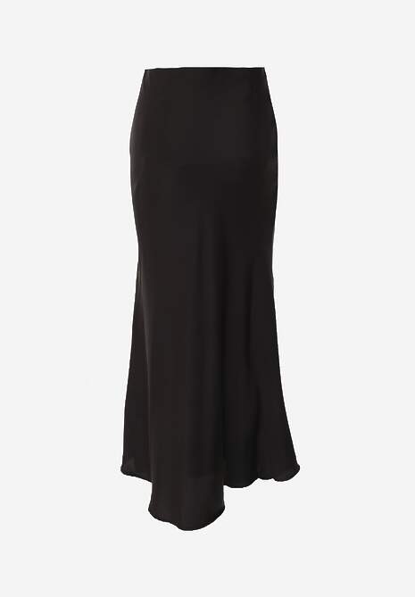 Czarna Koktajlowa Spódnica z Satyny o Rozkloszowanym Kroju Zinnivira 7