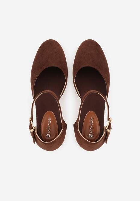 Brązowe Sandały na Plecionym Koturnie ze Sprzączką Catlinna 6