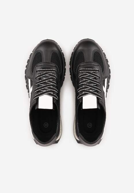 Czarne Sneakersy z Futurystyczną Tłoczoną Podeszwą i Geometrycznym Wzorem Emalorine 6