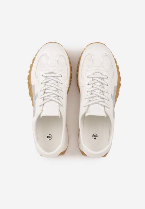 Białe Sneakersy z Futurystyczną Tłoczoną Podeszwą i Geometrycznym Wzorem Emalorine 6