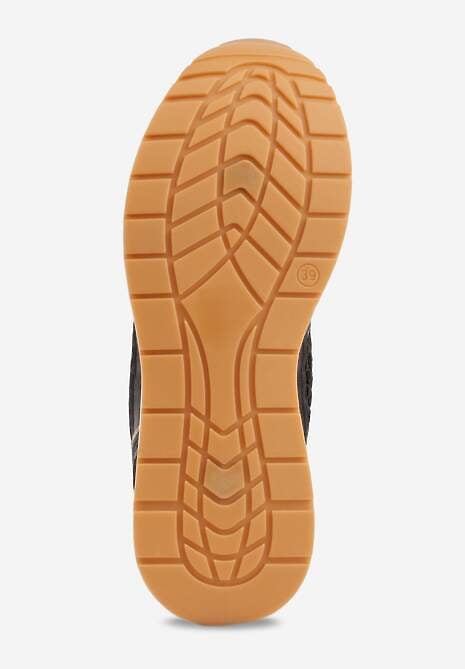 Czarne Sneakersy na Platformie Ozdobione Metalicznymi Wstawkami i Siateczką Zitina 7