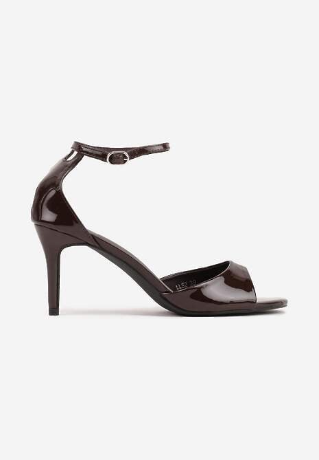 Brązowe Eleganckie Sandały na Szpilce z Paskiem z Klamerką Berose 4