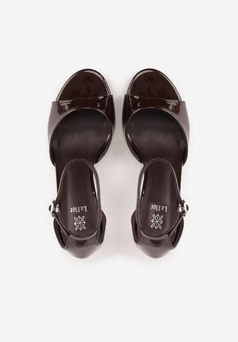 Brązowe Eleganckie Sandały na Szpilce z Paskiem z Klamerką Berose 6