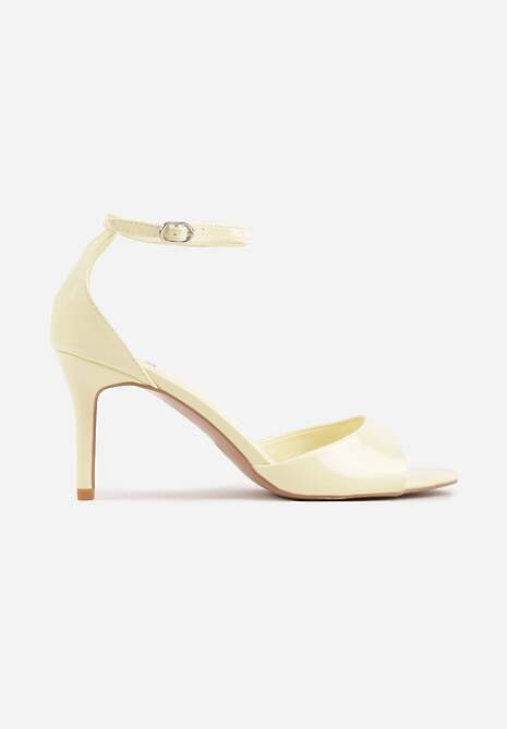 Żółte Eleganckie Sandały na Szpilce z Paskiem z Klamerką Berose 4