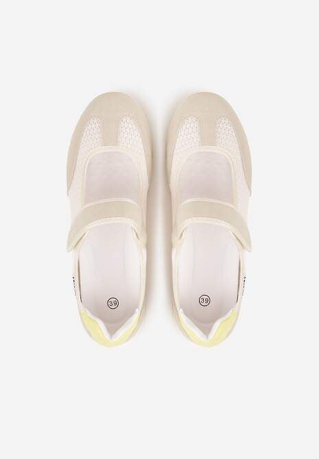 Beżowe Tenisówki Typu Sneakeriny Ozdobione Napisem Emirinne 6