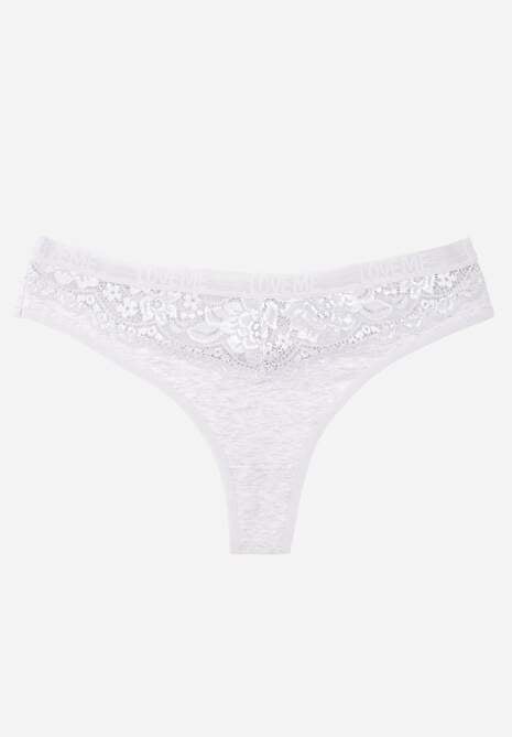 Szare Majtki Typu Stringi z Bawełną i Koronką Zeliche
