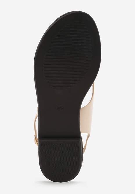 Beżowe Sandały Japonki z Metaliczną Ozdobą Vikisima 7