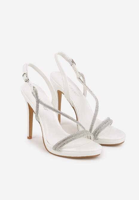 Białe Szpilki Sandały z Cyrkoniowymi i Transparentnymi Paskami Vikirissa 5