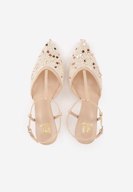 Beżowe Eleganckie Szpilki na Szpilce z Siateczkowym Noskiem z Koralikami Riosira 6