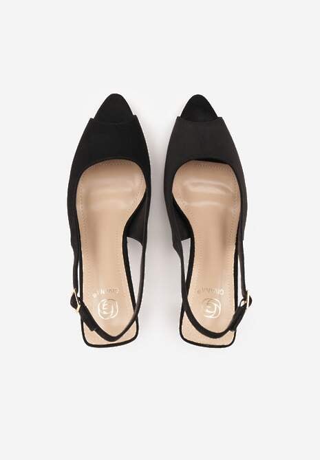 Czarne Sandały na Szpilce z Wycięciem na Palce i Odkrytą Piętą Zitissa 6