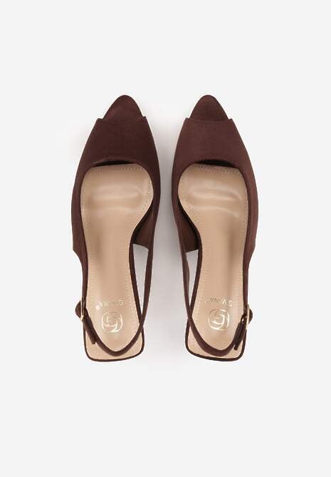 Brązowe Sandały na Szpilce z Wycięciem na Palce i Odkrytą Piętą Zitissa 6