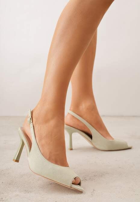 Zielone Sandały na Szpilce z Wycięciem na Palce i Odkrytą Piętą Zitissa