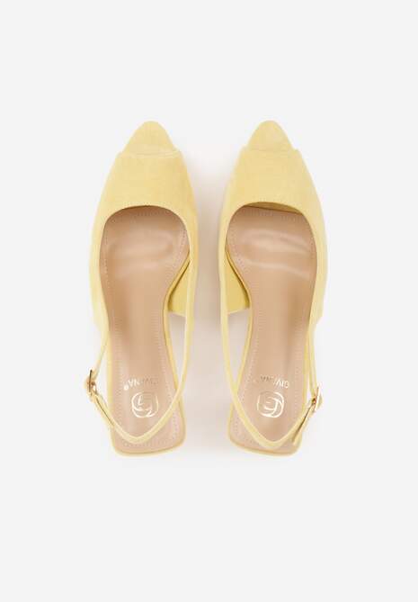 Żółte Sandały na Szpilce z Wycięciem na Palce i Odkrytą Piętą Zitissa 6