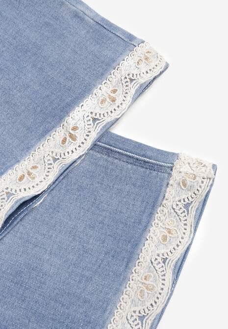 Niebieskie Jeansy z Bawełną i Koronką przy Nogawkach Neathlin 6