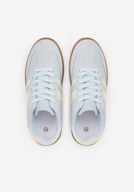 Granatowe Casualowe Sneakersy na Płaskiej Podeszwie z Paskami Jereria 6