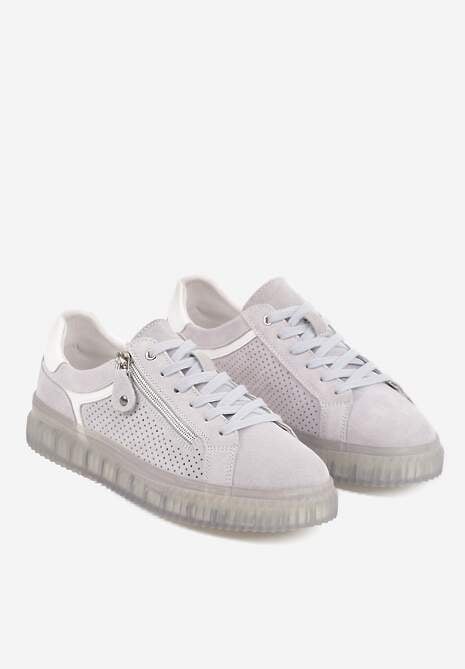 Niebieskie Zamszowe Sneakersy z Półtransparentną Podeszwą Suwakiem i Wkładką ze Skóry Sewtera 5