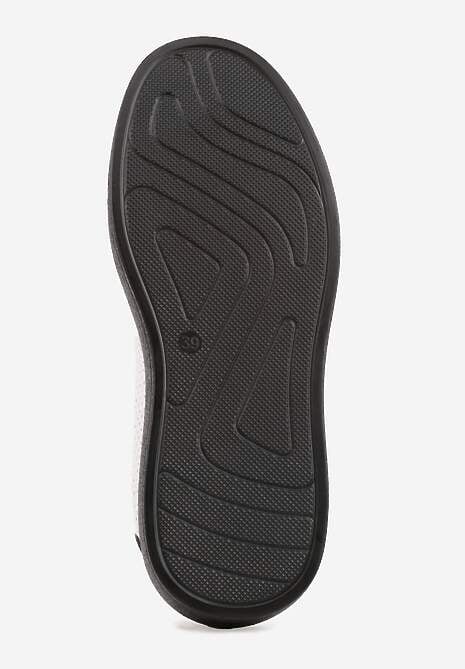 Biało-Szare Sneakersy ze Skóry Naturalnej na Platformie z Perforacją  i Paskami Urevla 7