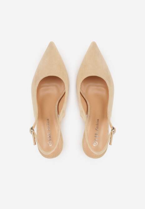Beżowe Sandały na Szpilce w Stylu Slingback Tarosie 6