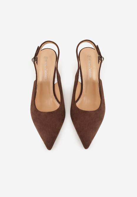 Brązowe Sandały na Szpilce w Stylu Slingback Tarosie 6