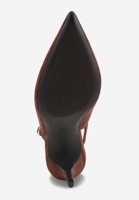 Brązowe Sandały na Szpilce w Stylu Slingback Tarosie 7