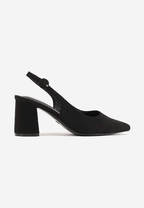 Czarne Czółenka na Słupku Typu Slingback Tareina 4