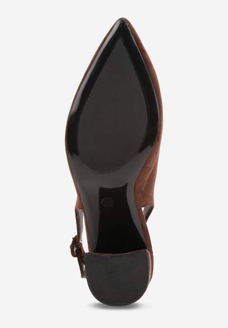 Brązowe Czółenka na Słupku Typu Slingback Tareina 7
