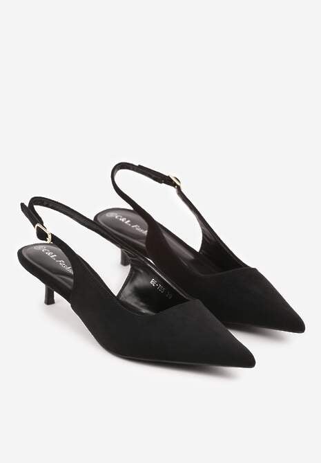 Czarne Sandały Slingback na Szpilce Kaczuszce Vetilia 5
