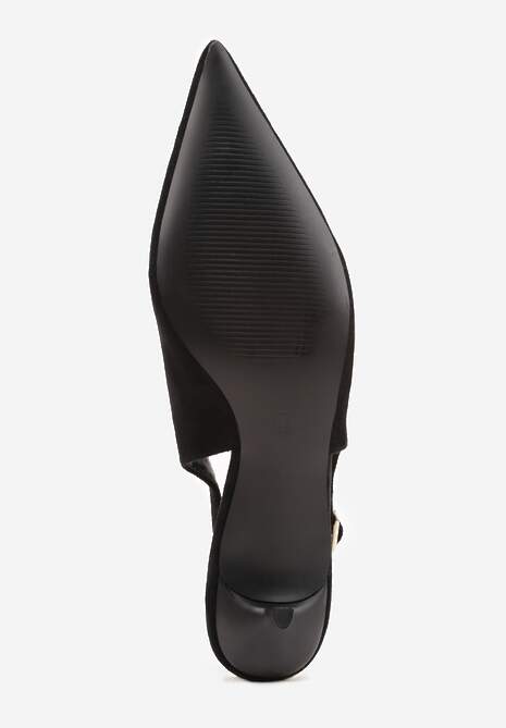 Czarne Sandały Slingback na Szpilce Kaczuszce Vetilia 7
